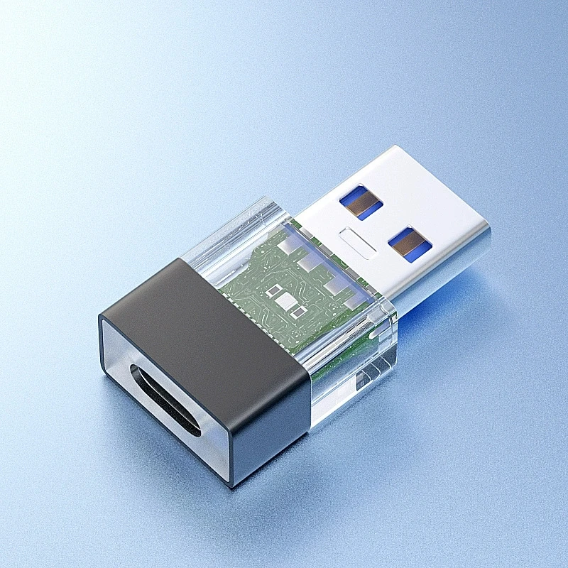 Адаптер USB 3.0 на Type C с прозрачным корпусом, OTG-конвертер для зарядки и передачи данных, черный, золотой, синий, серебристый, 2 варианта, кабель Micro USB 0,3 м (art.: 3920dbb05d76d) - 3920dbb05d76d