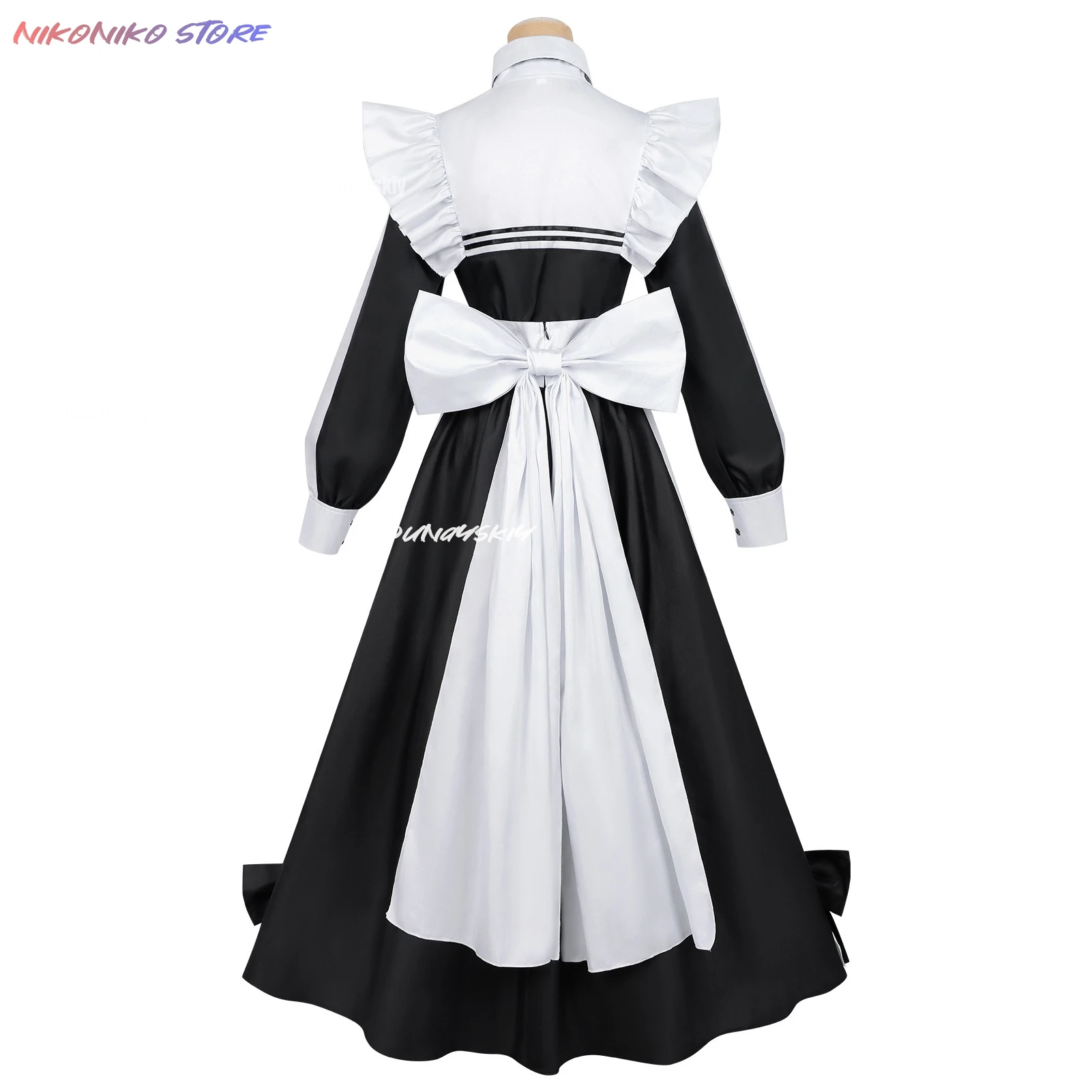 Фото NikoNiKo Store In The Death Game, I Live By Eating Косплей Костюм Ghost Maid Outfit Черно-белое платье горничной Полный комплект для комиксов №5