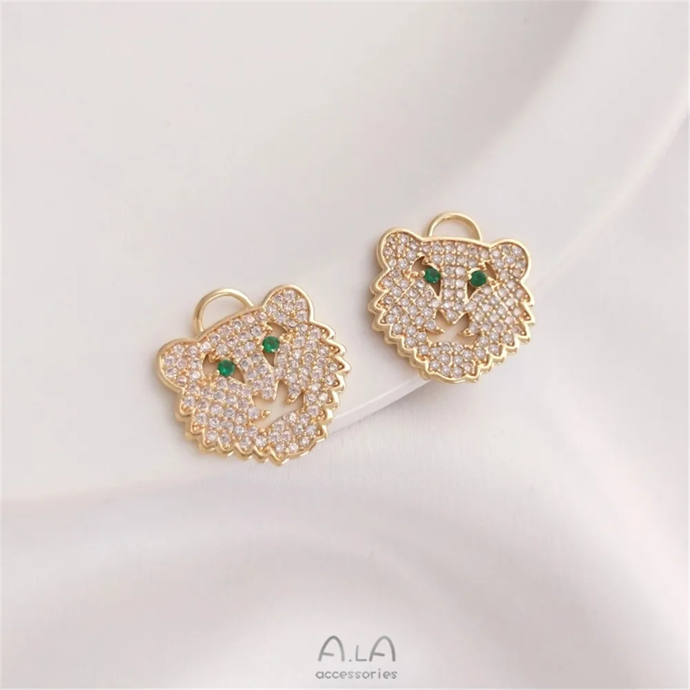 

1pcs 14K Real Gold Plated Tiger head pendant European and American fashion trendy pendant DIY Bracelet Necklace Pendant