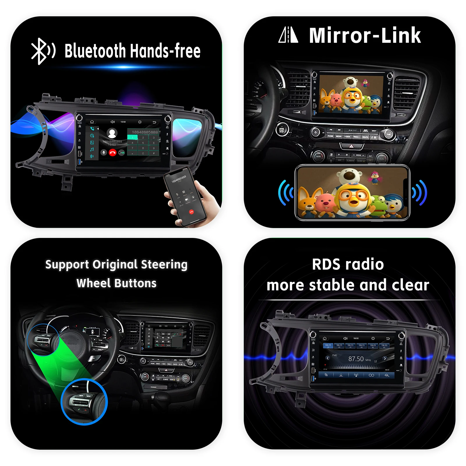 8-дюймовый автомобильный радиоприемник с беспроводной камерой Carplay Android Auto AHD для