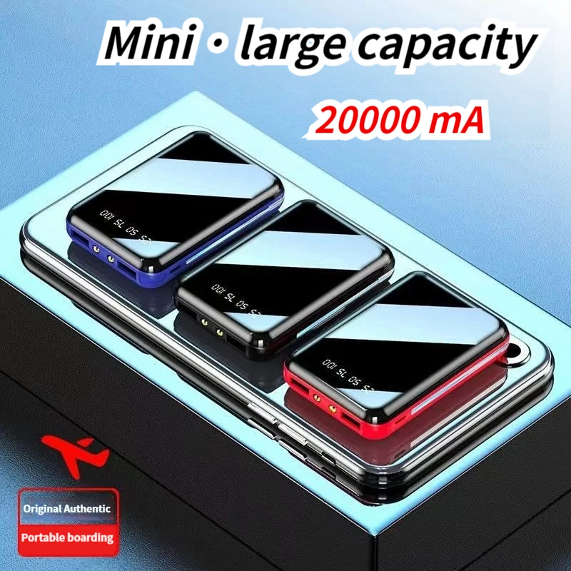

Large capacity mini power bank with built-in cable 20000 mA suitable for Apple, Huawei, Xiaomi, Android phones