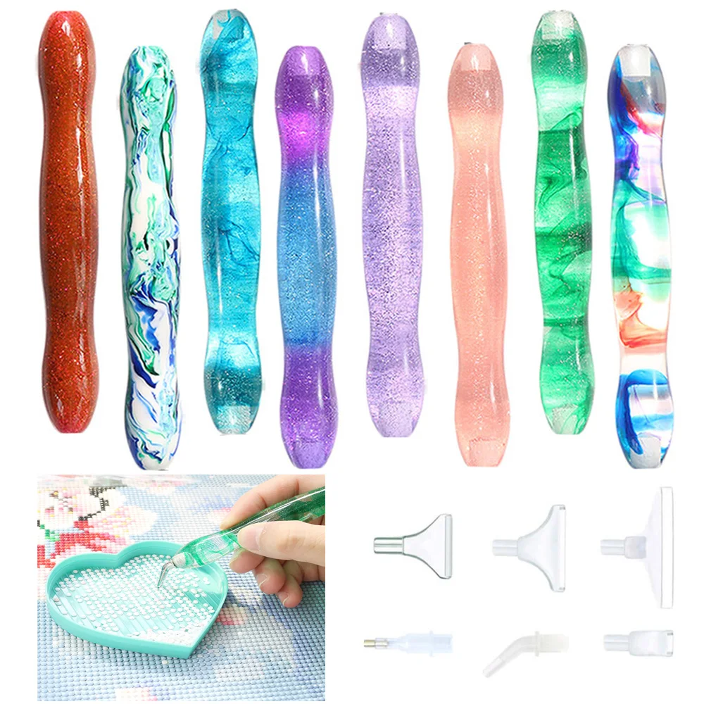 

Блестящая полимерная ручка для алмазной живописи, сменная ручка с несколькими углами, головки, точка для бурильной детали для квадратной/кр...