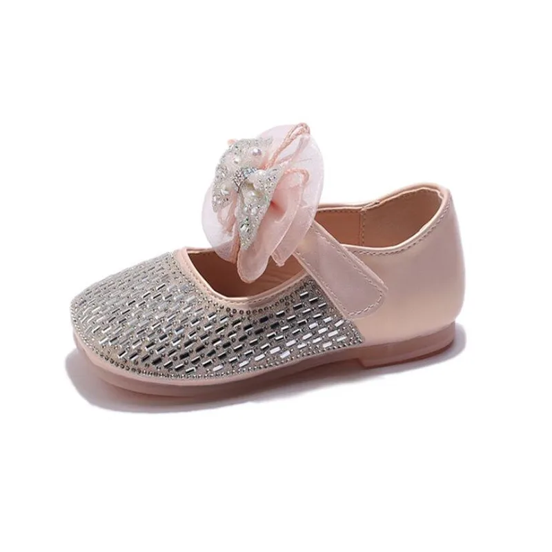 

Girls' Princess Shoes Shiny crystal shoes 2023 New bow Diamond party Dance perform Shoes Baby Toddler Soft Sole Walking Shoes