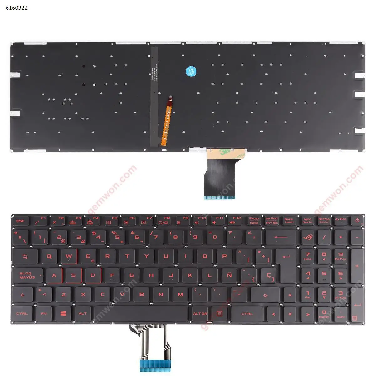 

Spanish SP Replacement Keyboard For ASUS Rog GL502VM GL502VS GL502VT GL502VY GL702VS FX502VD FX502VM Red Backlit No Frame