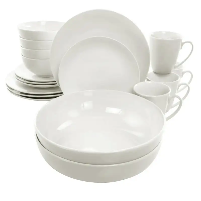 

Piece Porcelain Dinnerware Set with 2 Serving Bowls in White