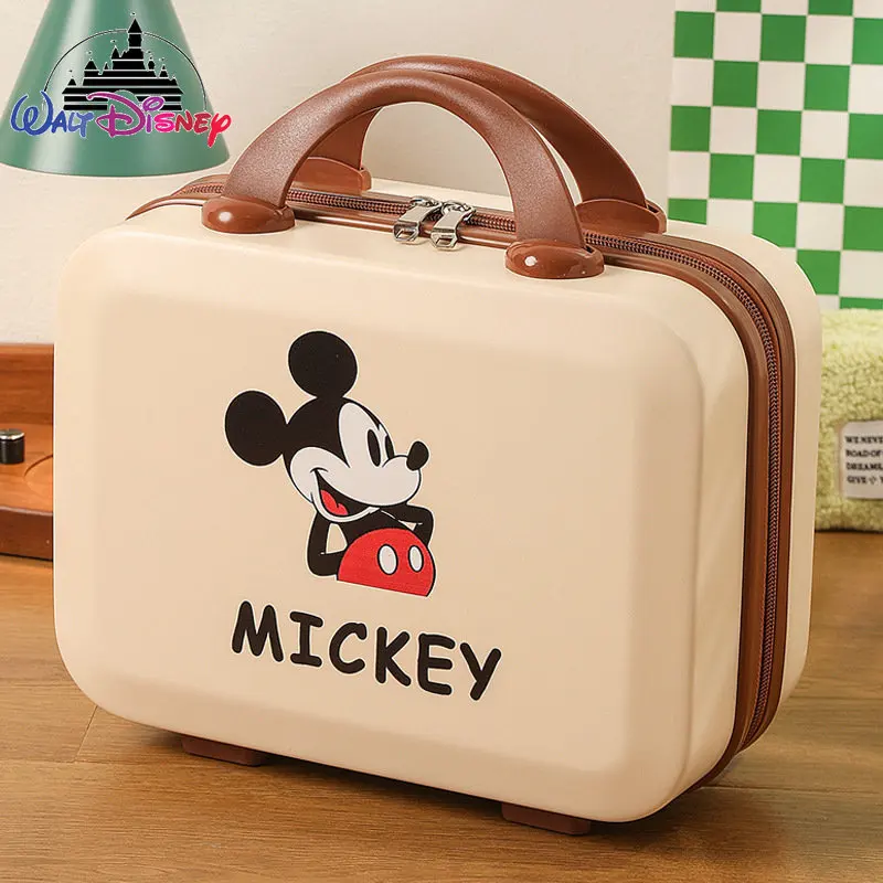 Оригинальная новая сумка для макияжа Disney с Микки Маусом, милая мультяшная портативная дорожная сумка для макияжа, роскошный брендовый модный миниатюрный чемодан 14 дюймов