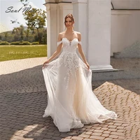 boho sexy bow a line wedding dress for women sweetheart backless bridal gown lace appliques white bridal dress robe de mari%c3%a9e