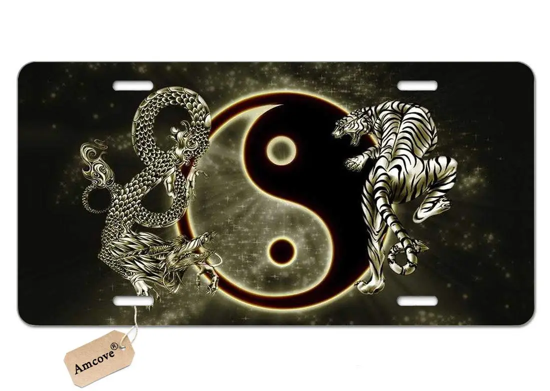 Номерной знак Yin Yang Tiger and Dragon автомобильная бирка для автомобилей грузовиков