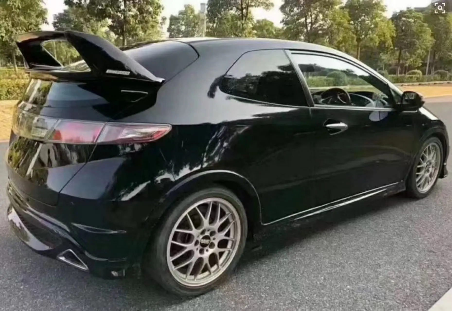 Фото Карбоновый спойлер + FRP, неокрашенный, для Honda Civic FN2 (2006-2010), Type R Seeker, задний спойлер из карбона. №3