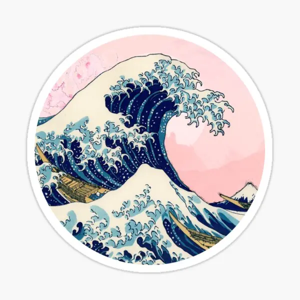 

10 шт., наклейки для ноутбука с принтом «The Great Wave Off Kanagawa Pink Sunset»