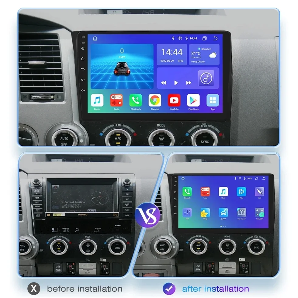 Android 14 для Toyota Tundra XK50 2007-2012 2013 Sequoia XK60 2008-2017 Автомобильный радиоприемник