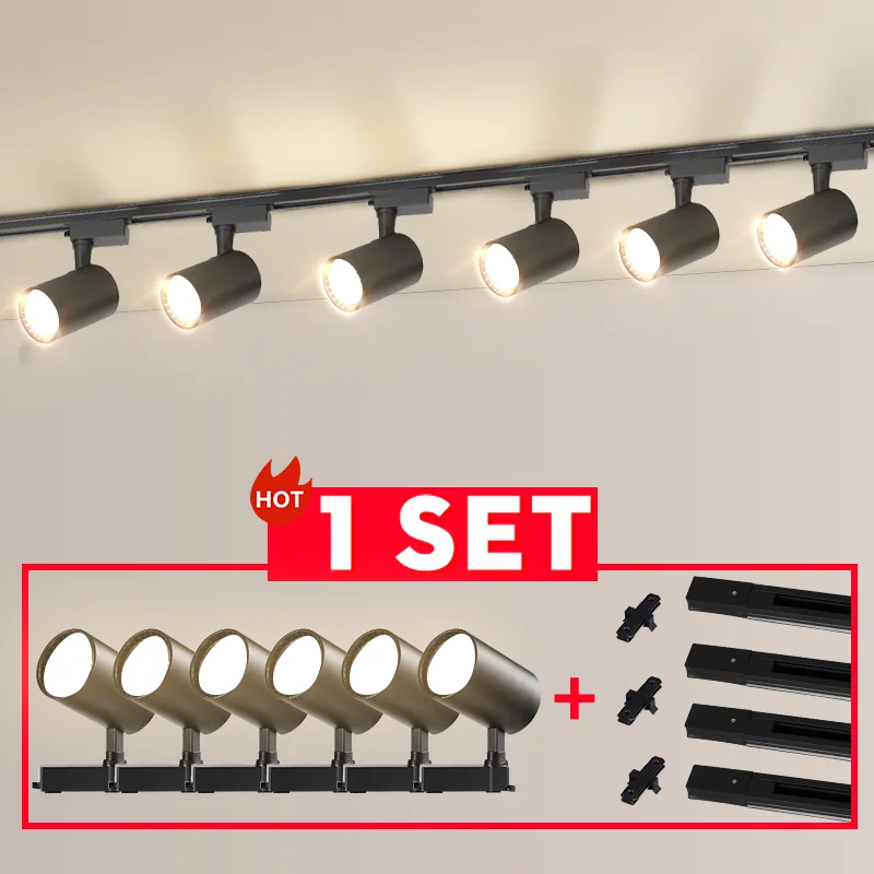 Led Track Light Set Spotlight 220v Shop Lighting Rail 12/20/30/40W Spot Led Lights T Track Lamp for Clothing Living Room Home