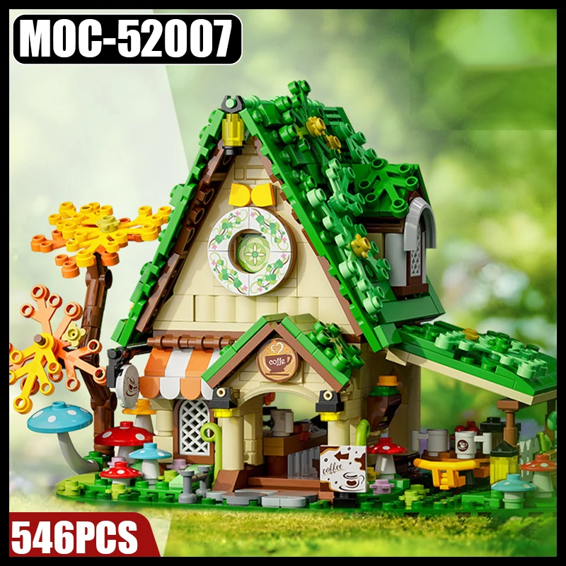 

Конструктор MOC в виде кофейни, Детский конструктор, дом на дереве, уличный вид, игрушки, подарок для детей