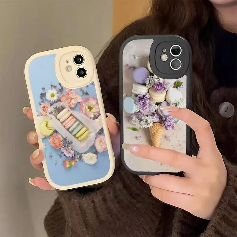 

Macaron Food Phone Case Hard Leather Phone Case For iPhone 14 13 12 Mini 11 14 Pro Max Xs X Xr 7 8 Plus 6 6s