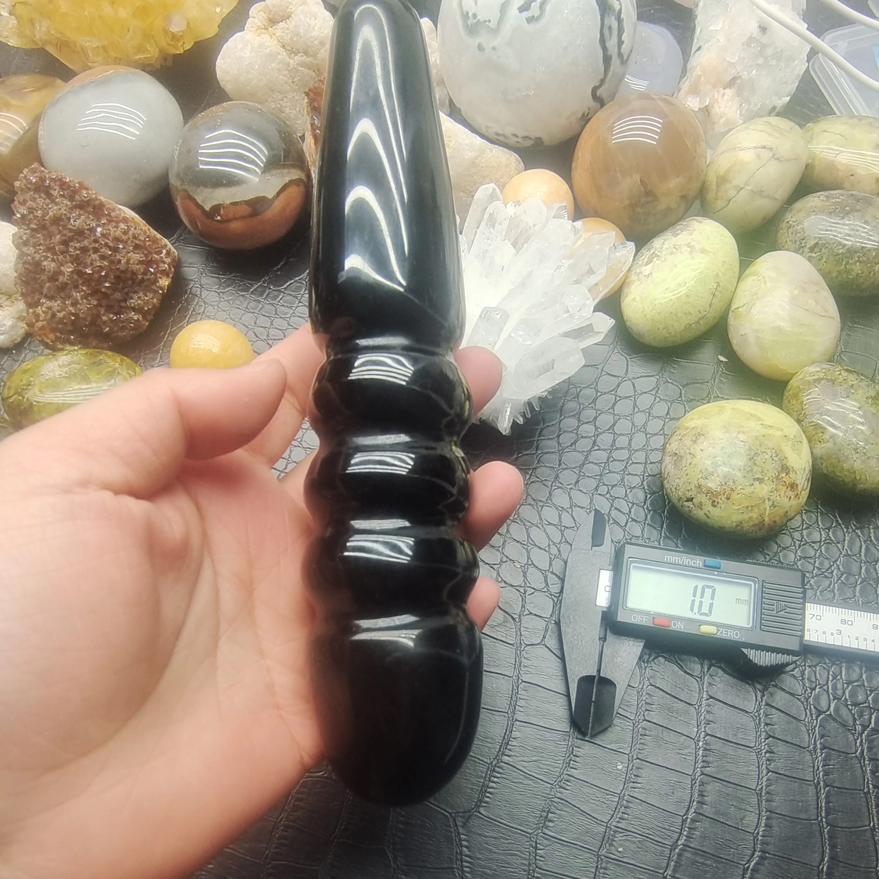 

18-20cm 1pc Natural black obsidian Crystal Stone Face Massage Stick/ Yoni Wand Slim Facial relax Stone Massage & Relaxation