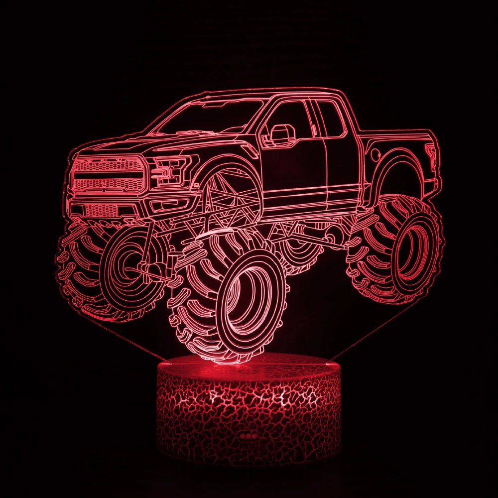 3D ночники Monster Trucks для детей детский ночник мальчиков 7 светодиодов меняющие