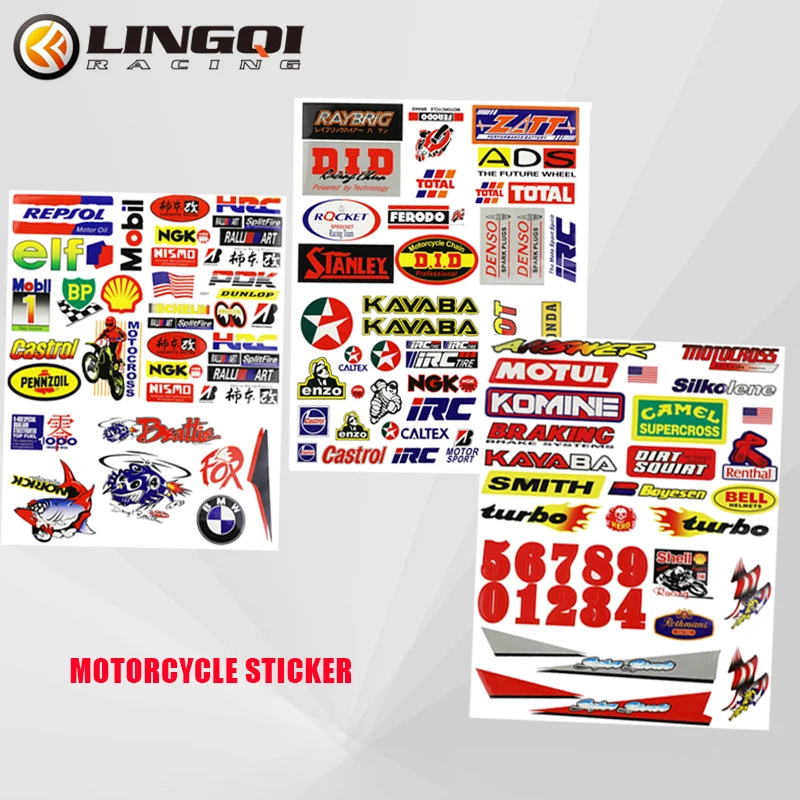 

LING QI RACING Motorcycle Glossy Film Stickers Waterproof PVC Sticker For Most Dirt Pit Bike Cars Go Kar Accessories Parts