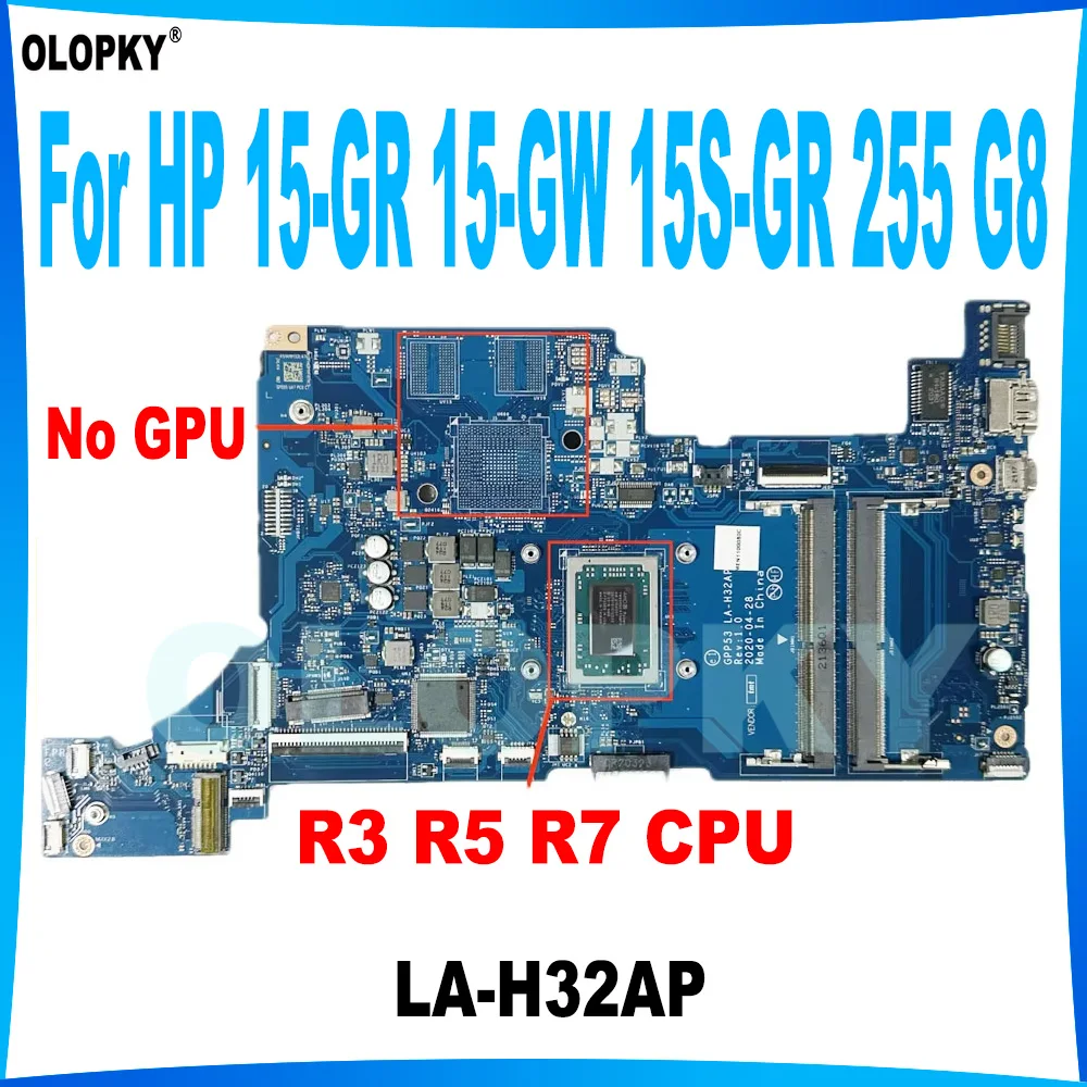 Материнская плата GPP53 LA-H32AP для ноутбука HP 15-GR 15-GY 15-GW 15S-GR 15S-GU 255 G8 с процессором 3050U R3
