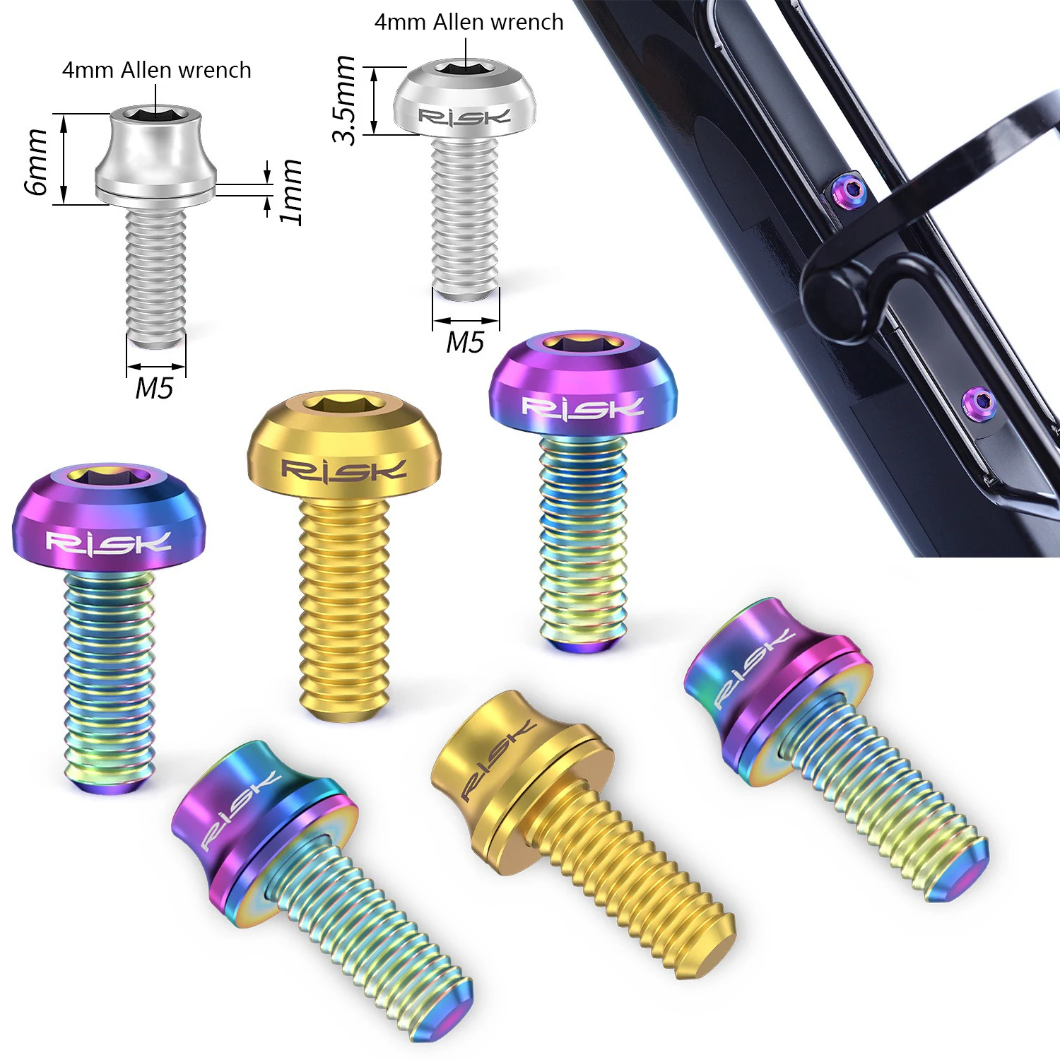 Велосипедный держатель для бутылки 2 шт. винт из титанового сплава M5 * 12 мм