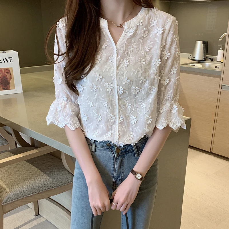 Модная женская рубашка новинка весны 2021 белая блузка из чистого хлопка с