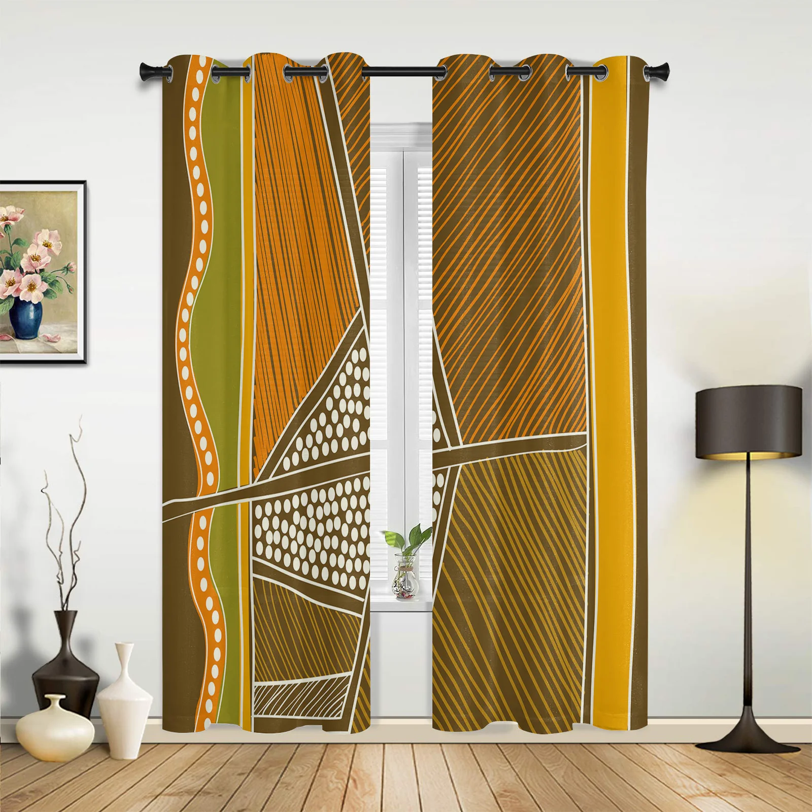 

Индийское искусство линии кунг-фу, стильные волнистые оконные шторы, домашний декор, занавески для гостиной, детская комната, шторы для кухн...