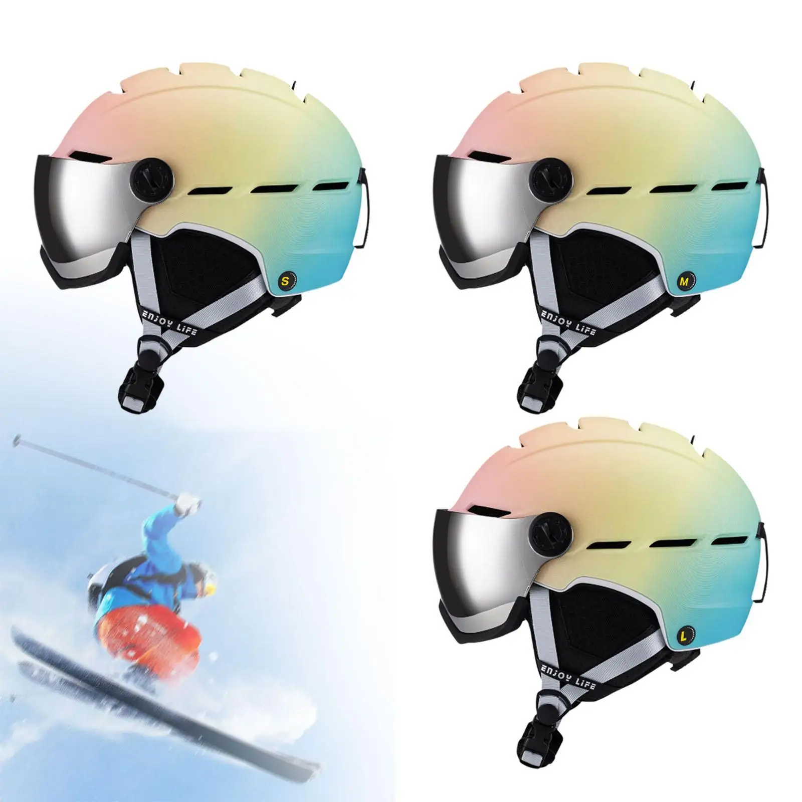 Набор лыжных шлемов и очков регулируемый зимний шлем удобный портативный