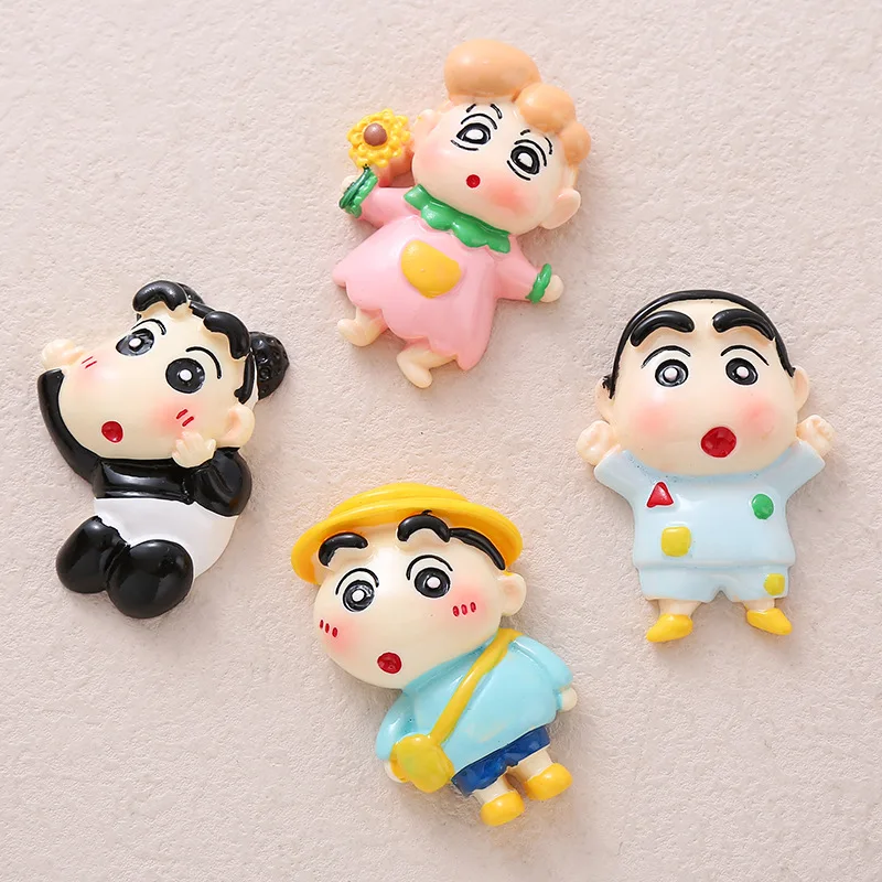 

10Pcs New Anime Kawaii Crayon Shinchan Resin Accessories Girl cute Hairpin Phone Case Water Cup Storage Box DIY Patch Wholesale