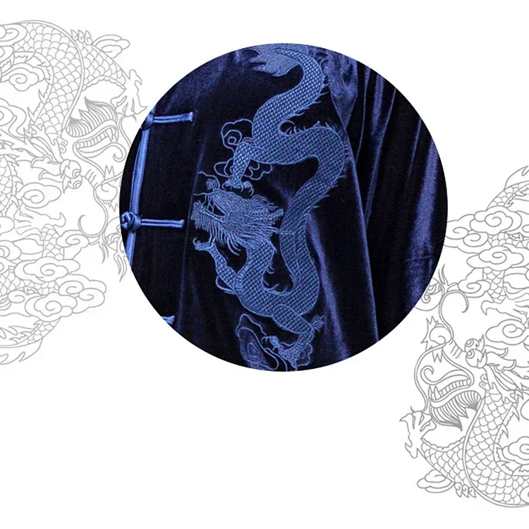 Зимняя одежда для боевых искусств бархатная густого кунг-фу вышивка с драконом