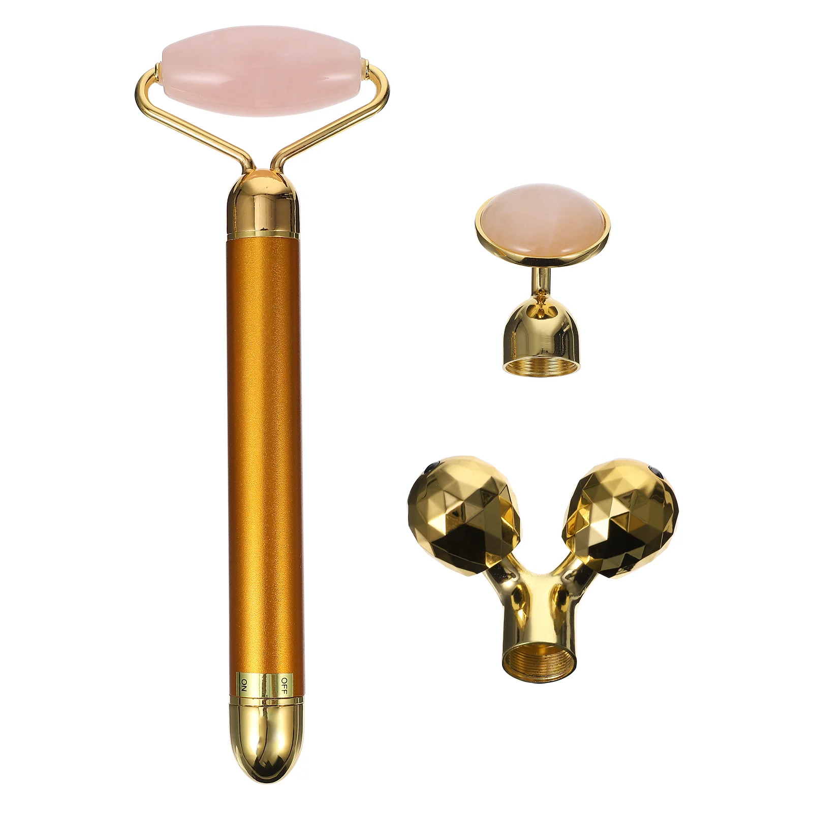 

Jade Press Facial Tool T Shape Face Gold Rod Vibrating Facial Roller Zinc Alloy 3d Electric Roller