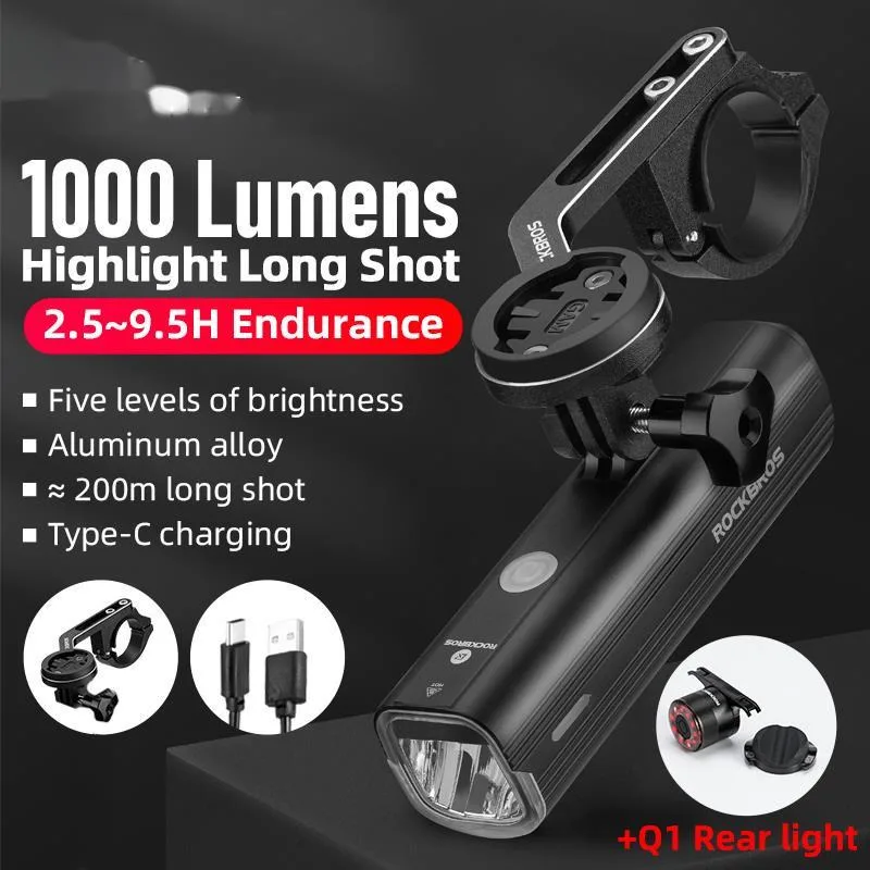 

Bike Front Light Rainproof USB Rechargeable Bicycle Light 1000LM Cycling Headlight LED 4800mAh Flashlight MTB Bike Lamp