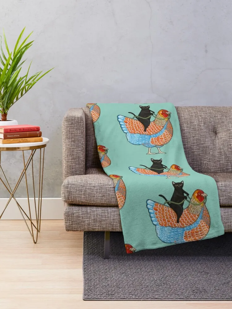 Одеяло Chicken Ride Wyandotte и Черный кот Постельное белье Диваны Одеяла для волос
