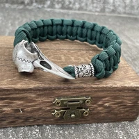 nostalgia norse viking raven goth skull jewelry trinity dragon beads paracord bangles bracelets for women men wiccan jewelry