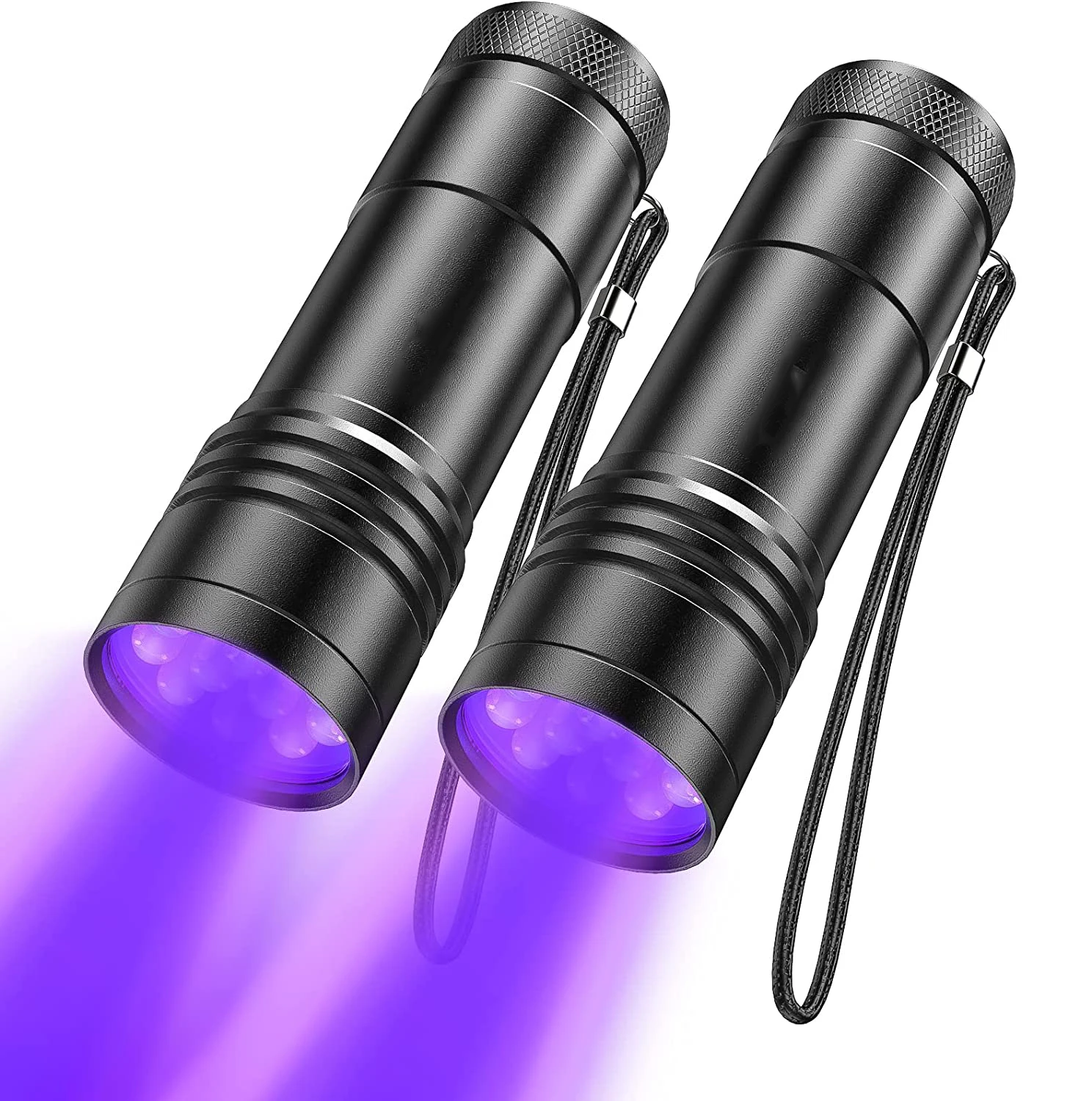D2 UV Flashlights LED 2 Pack Black Light Flashlights with 12 LED and 395 nm Black Light for Pet Urine and House Stains Detecting