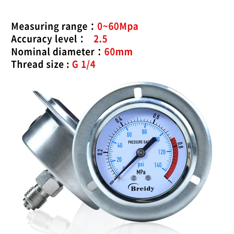 

Антивибрационный измеритель давления, 0-60 МПа, G1/4 YN60ZT