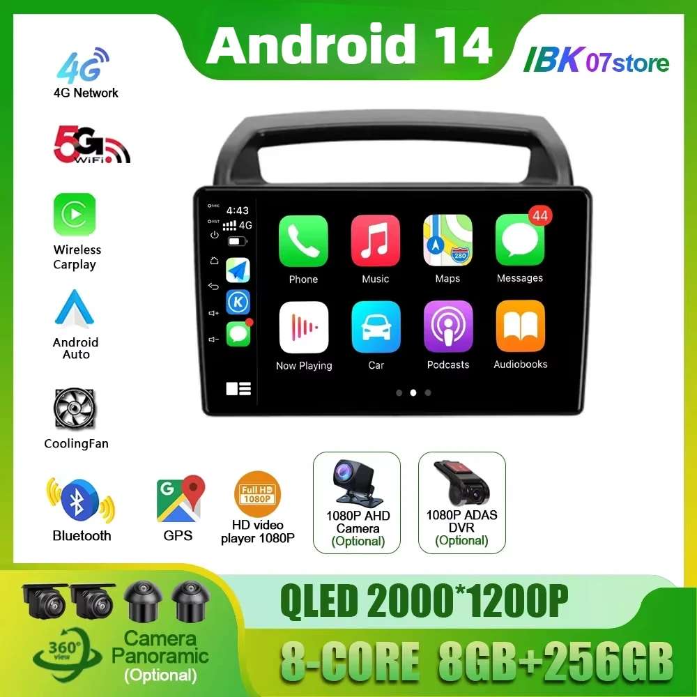 Автомобильный радиоприемник Android 14 для KIA Carnival VQ 2006-2014 Auto 4G мультимедийная