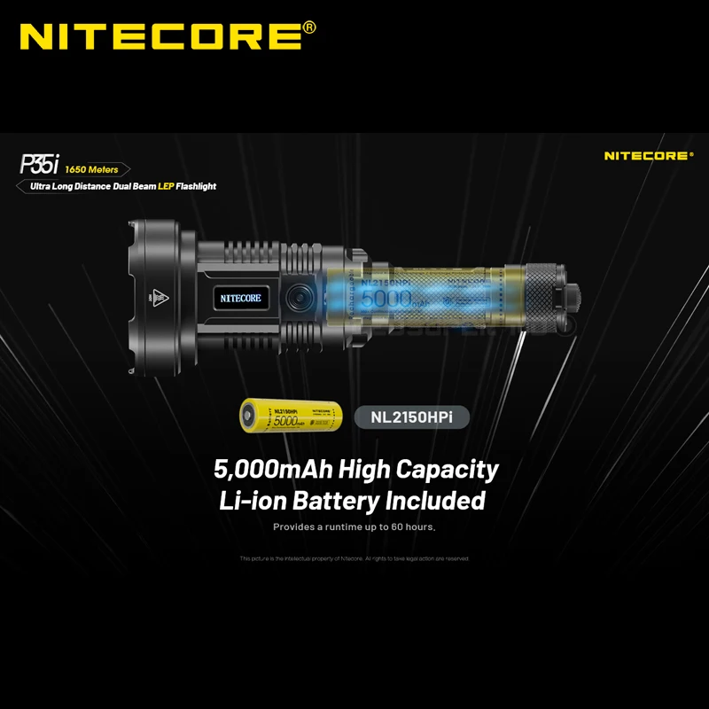1650 метров и 3000 люмен Nitecore P35i 1804 ярдов перезаряжаемый фонарик LEP с батареей NL2150HPi 5000