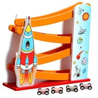 baby car ramp toy roof top car park playsets with 4pcs cars car slide racing car toys for kids 3 boys girls holiday gifts