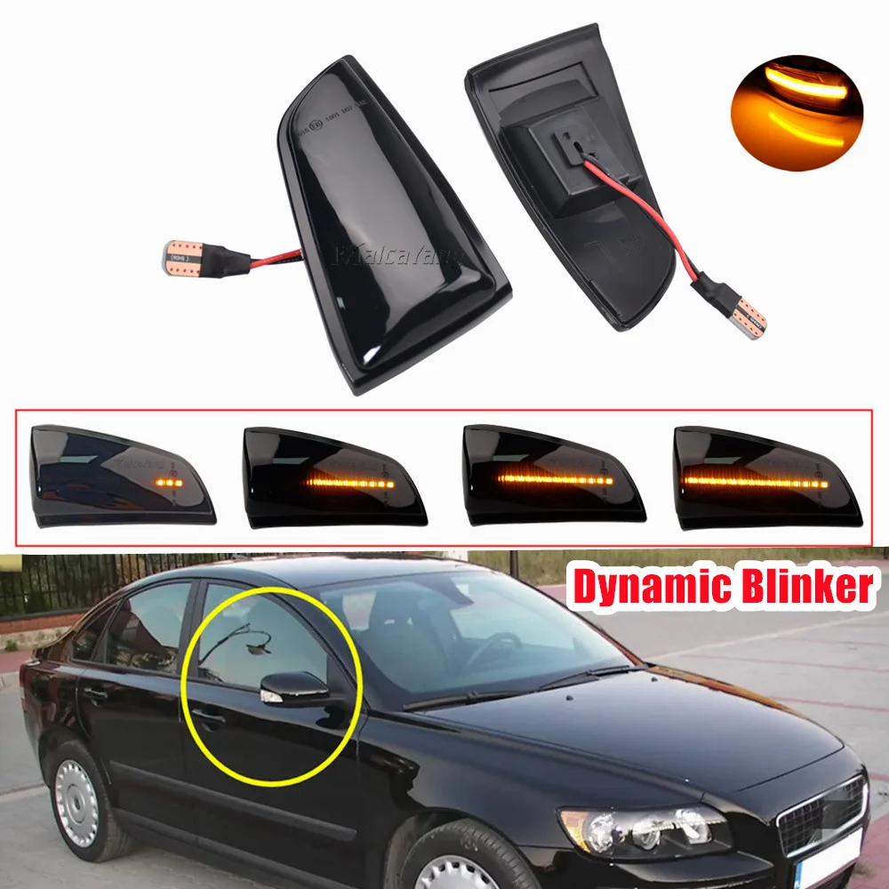 

2PCS Dynamic Blinker Side Mirror Sequential Indicator LED Turn Signal Light For Volvo S40 2004-2007 V50 2004-2008 C70 2006-2009