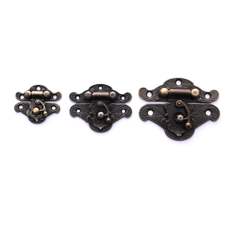 

4pcs Antique Bronze Hasp Latch Jewelry Wooden Box Lock Mini Cabinet Buckle Case Locks Decorative Handle 3 size