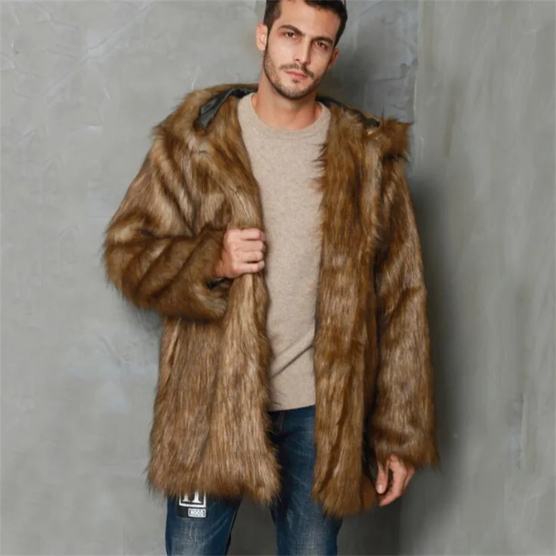 Autumn hooded faux mink leather jacket mens winter thicken warm fur leather coat men loose jackets jaqueta de couro b17
