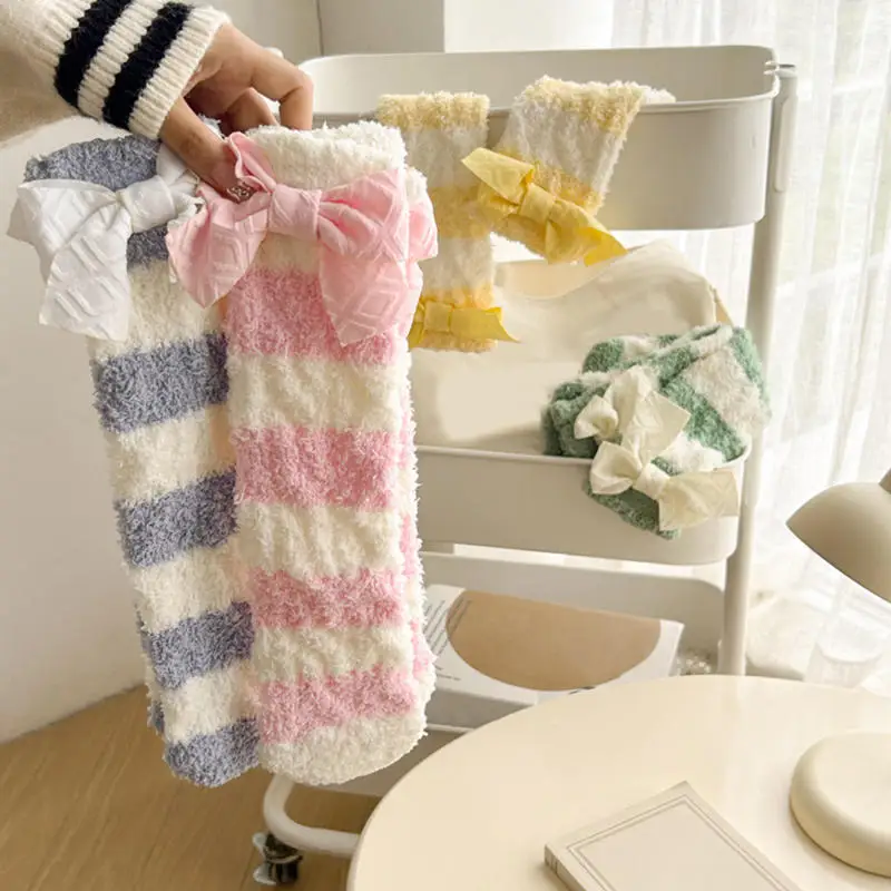 Женские зимние теплые нечеткие лыжные носки толстые термомягкие пушистые милые