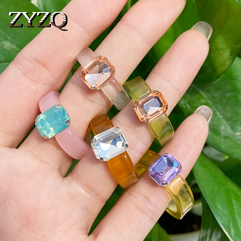 Цветное прозрачное акриловое кольцо ZYZQ в виде цветка простые геометрические