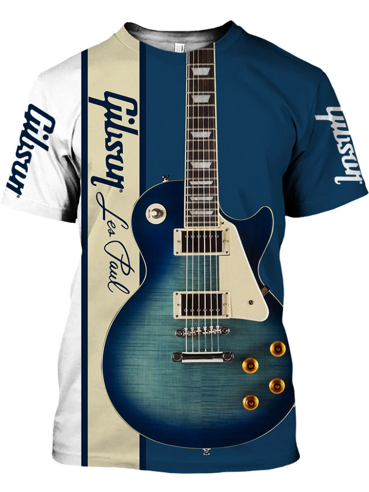 

Модная футболка с коротким рукавом в стиле хип-хоп, модная свободная Непринужденная трикотажная Мужская футболка в стиле джаз с 3D принтом Сакс, гитара, кларнет