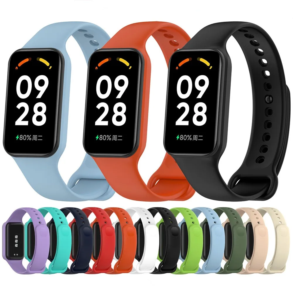 Силиконовый ремешок для xiaomi Band 8 active сменный спортивный браслет наручных часов mi
