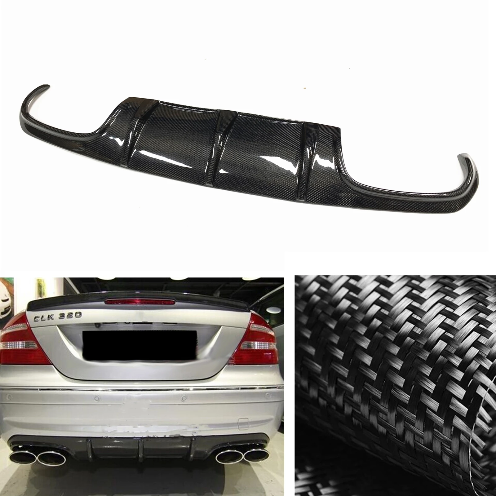 

Car Rear Bumper Diffuser Lip Boot Exhaust Splitter Spoiler Plate Carbon Fiber For Mercedes Benz W209 CLK320 CLK63 AMG 2004-2007