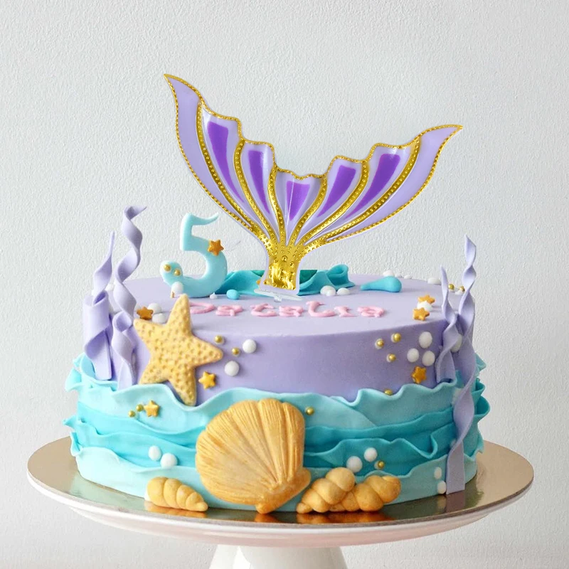 

Mermaid Party Cake Toppers Little Mermaid Tail Starfish Cupcake Topper Kids Birthday Party Baby Shower DIY Dessert Decorations