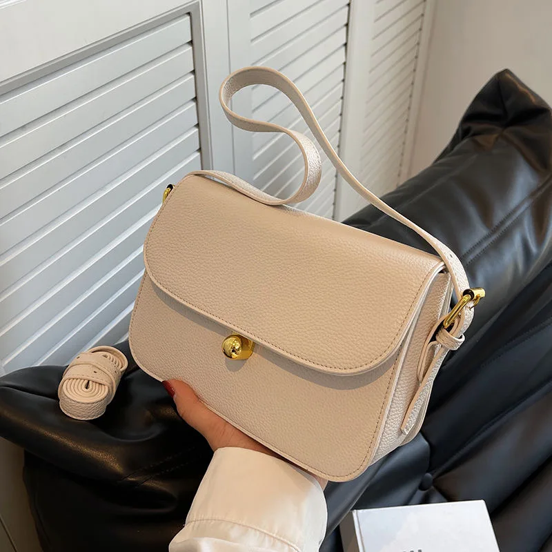 Trendy Soft PU Leather Shoulder Crossbody Bag Woman Solid Color Messenger Bags Fashion Casual Shoulder Strap Small Square Bag