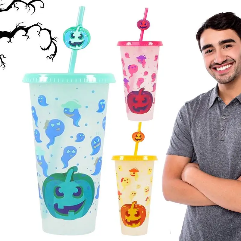 

3 шт., многоразовые чашки для кофе с крышками и соломинкой