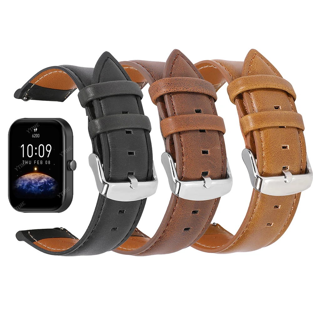 

20mm Leather Watchband Strap For Huami Smart Watch Accessoreis Replacement Wristband