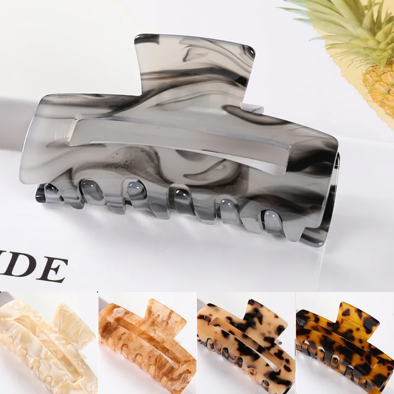 

Korean Women's Temperament Ponytail Clip Square Top Clip Acetate Acrylic Plate Hair Large Grab Clip Back Head Hair Accessories